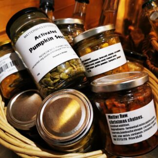 a hamper of our long lasting ferments, preserves and sauces and high vibe snacks